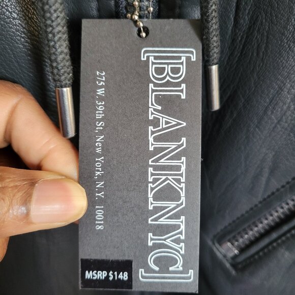 New Blank-NYC Men's Leather Moto Full Zip Jacket w/Hood – Size Large - Picture 2 of 14